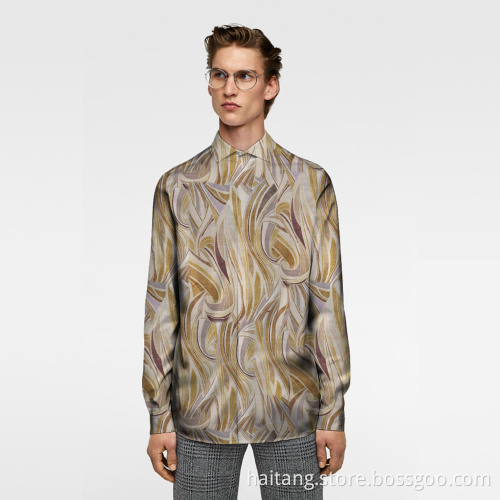 Geometric Printed Shirt Fabric Shirt Material Types Retro